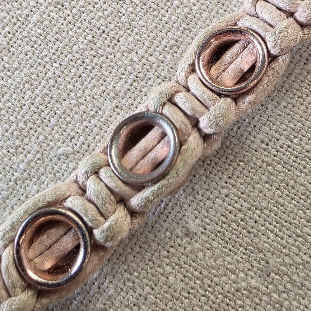 Tan Bracelet with Green Gem Accents - Picture 10 of 12